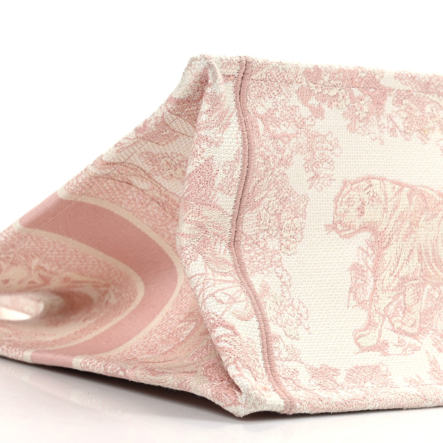 Canvas Toile De Jouy Embroidered Medium Book Tote Pink