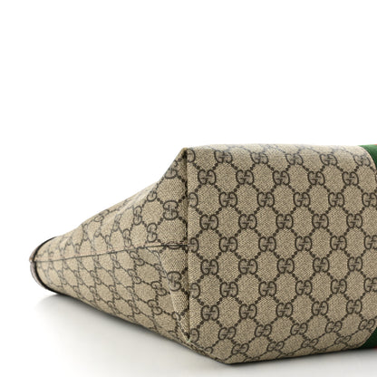 Gucci GG Supreme Monogram Textured Calfskin Web Medium Ophidia Shopping Tote Beige Ebony New Acero 9 of 13