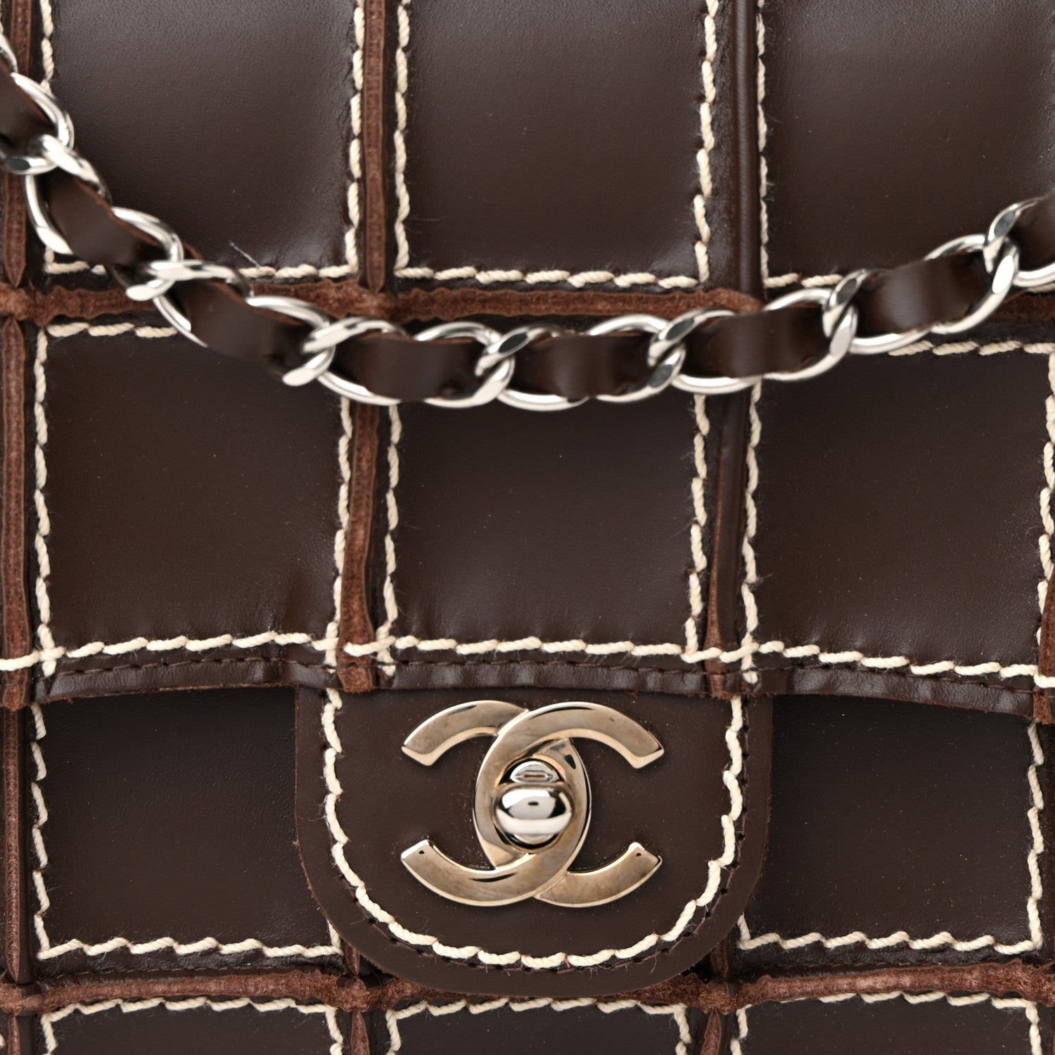 Chanel Lambskin Contrast Square Stitch Flap Brown 8 of 10