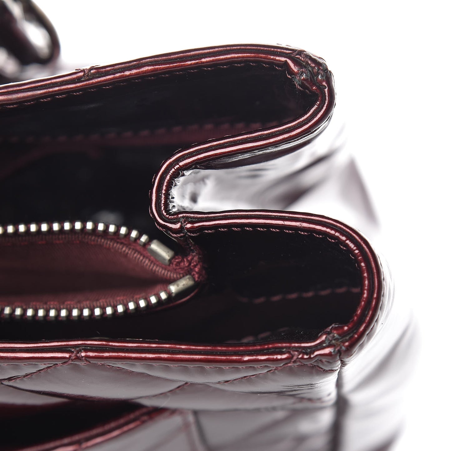 Patent Quilted Grand Shopping Tote GST Dark Bordeaux