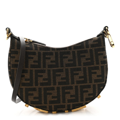 Fendi Fabric Jacquard Vitello Grace FF 1974 Mini Fendigraphy Hobo Bag Tobacco Moro Ebano 1 of 12