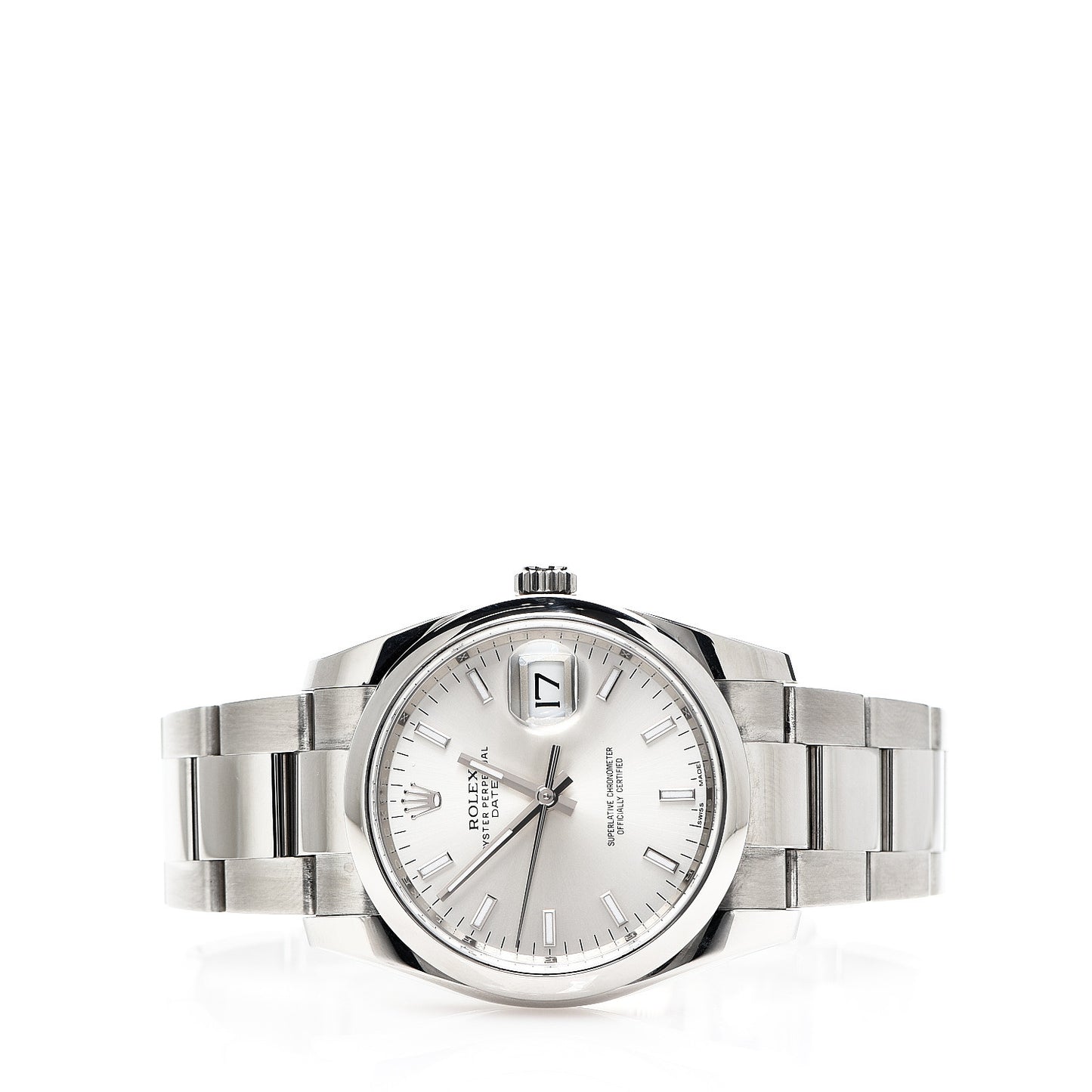Stainless Steel 34mm Oyster Perpetual Date Watch Silver 115200