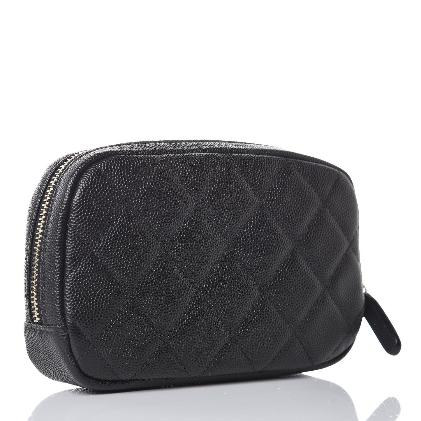 Caviar Quilted Small Curvy Pouch Cosmetic Case Black