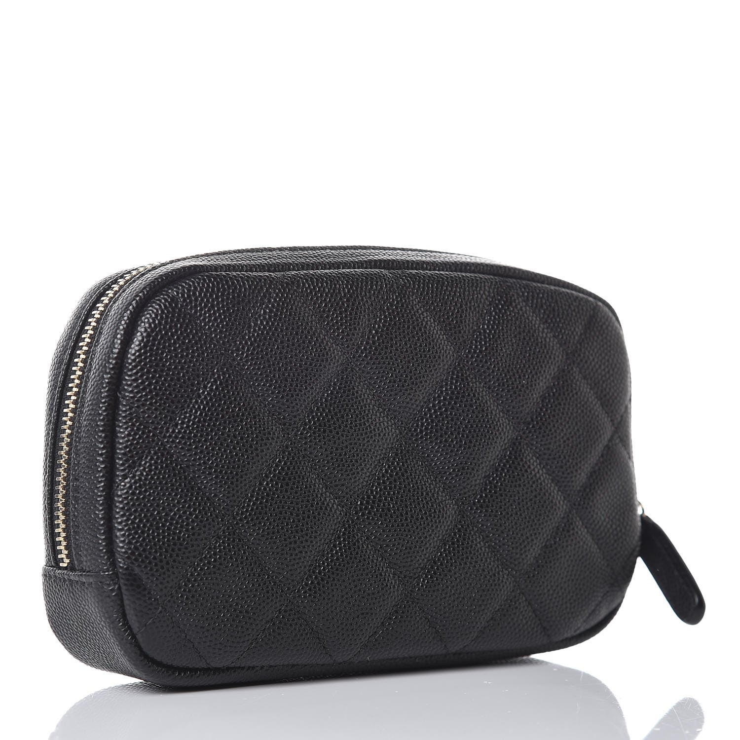 Chanel Caviar Quilted Small Curvy Pouch Cosmetic Case Black 3 of 8