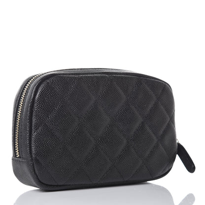 Chanel Caviar Quilted Small Curvy Pouch Cosmetic Case Black 3 of 8