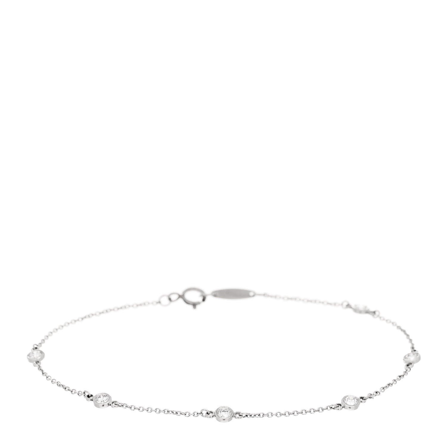 Tiffany Platinum Diamond .30ctw Elsa Peretti Diamonds by the Yard Station Bracelet 1 of 5