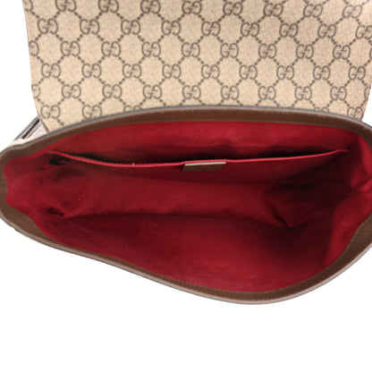 Gucci GG Supreme Monogram Textured Dollar Calfskin Retro Interlocking G Flap Messenger Bag Beige Ebony New Acero 5 of 12