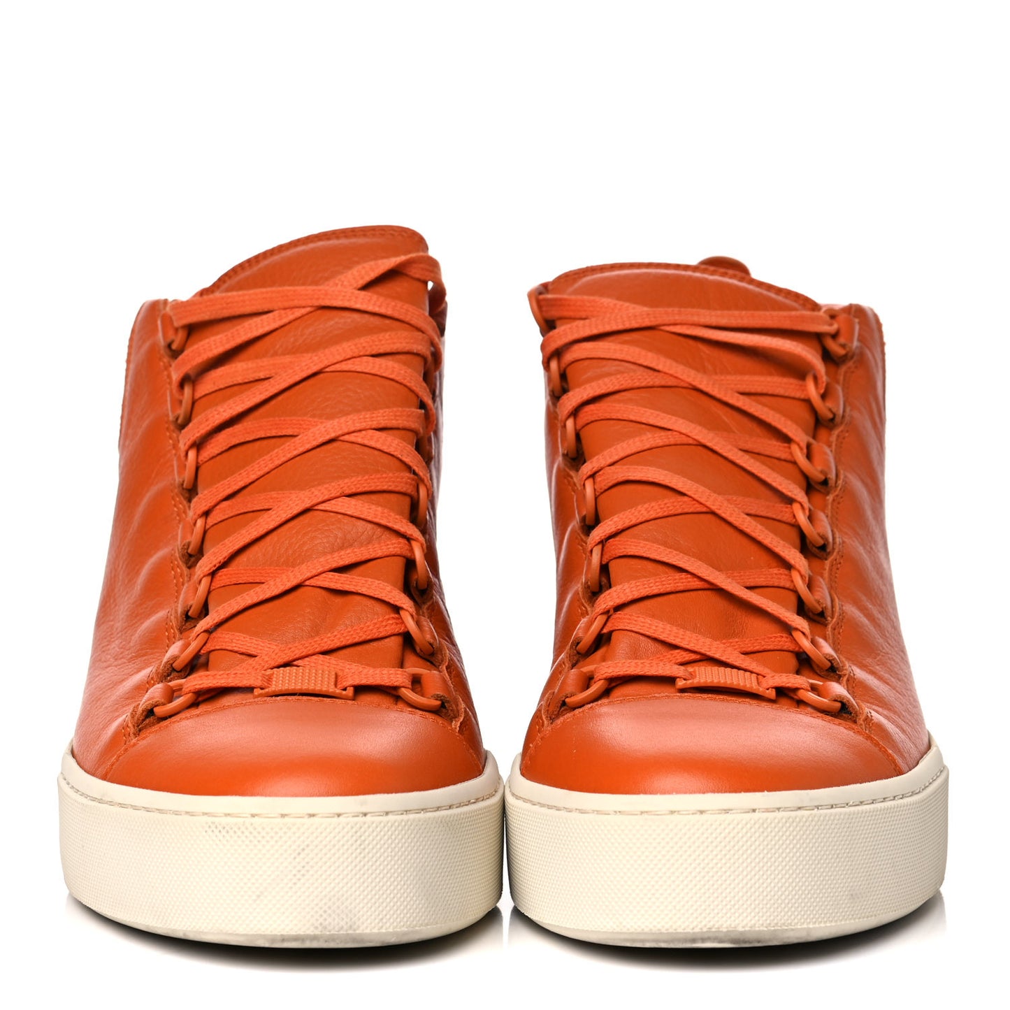 Textured Calfskin Mens High Top Sneakers 44 Orange