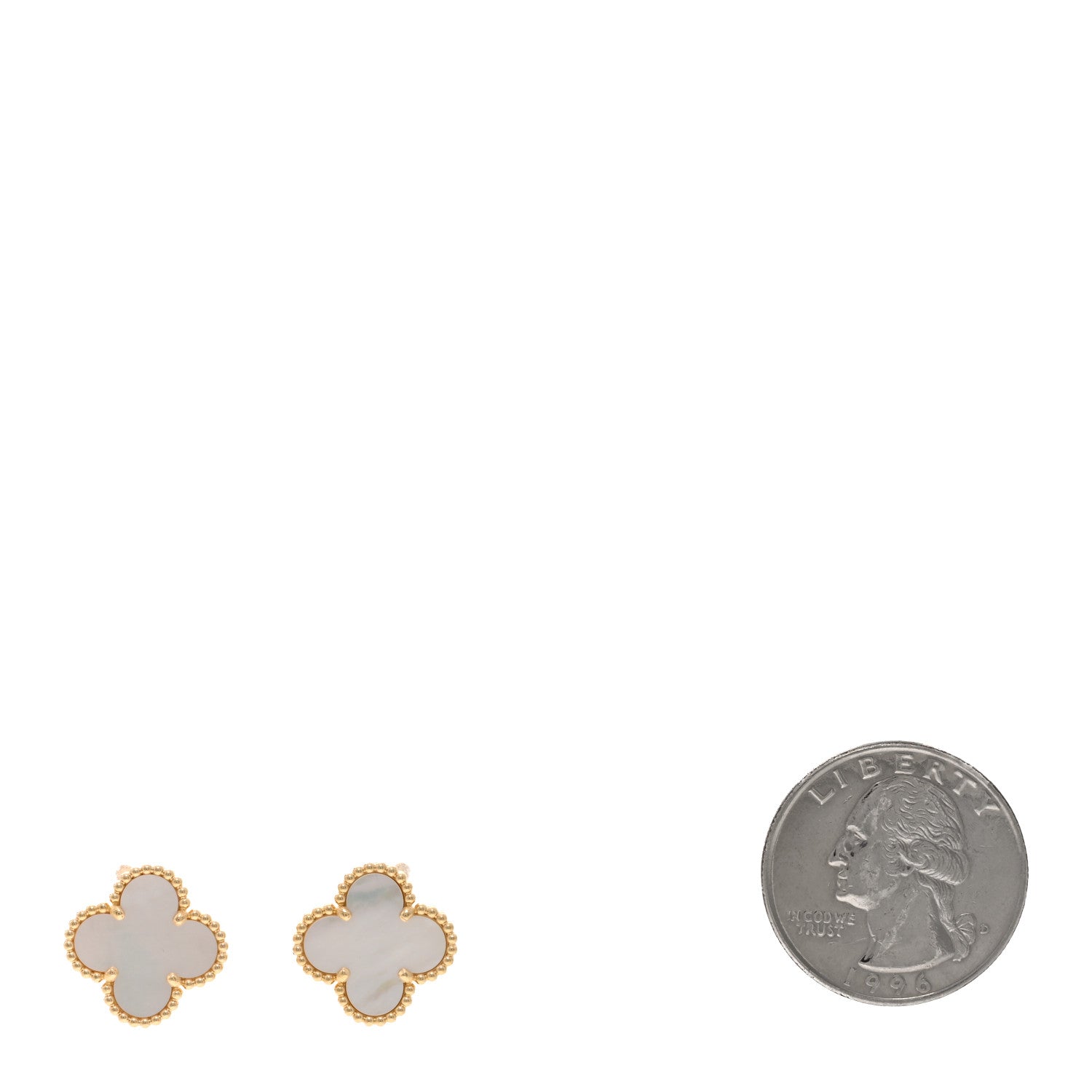 Van Cleef & Arpels 18K Yellow Gold Mother of Pearl Vintage Alhambra Earrings 2 of 5