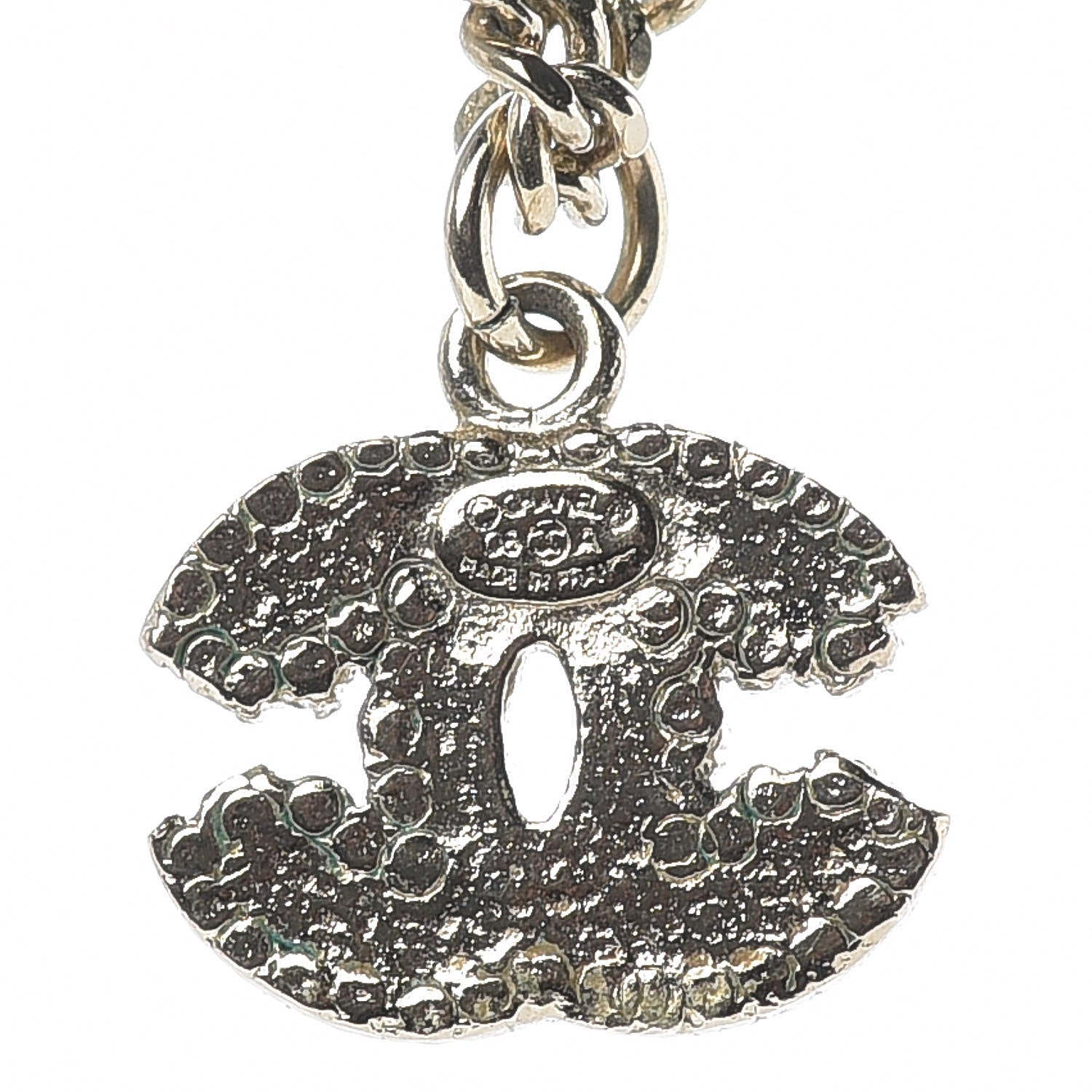 Chanel Crystal Enamel Striped CC Necklace Blue Gold 5 of 6