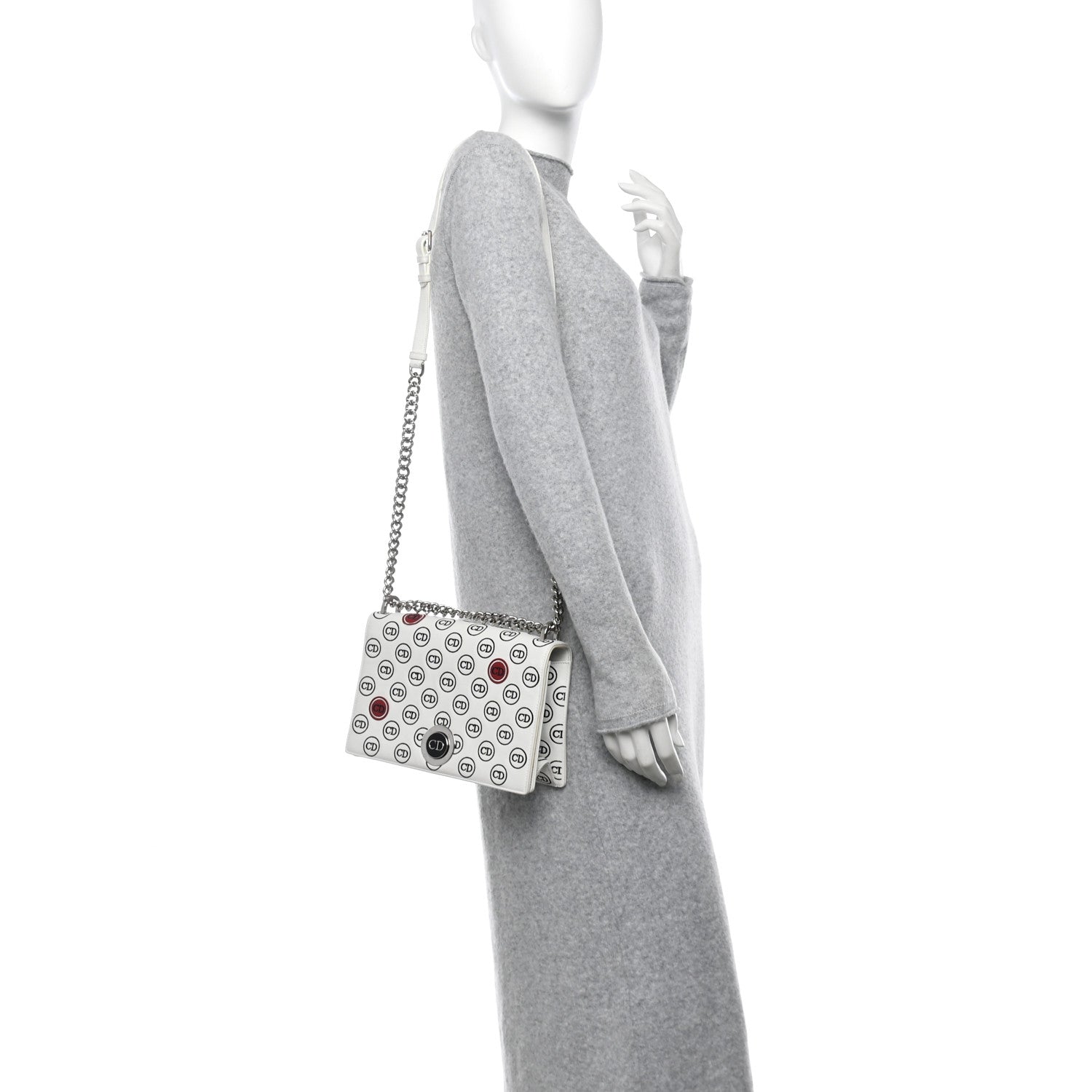 Christian Dior Calfskin Printed Medium Diorama Flap Bag White 2 of 14