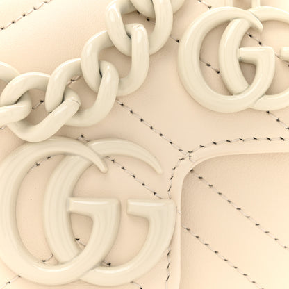 Gucci Calfskin Matelasse Monochrome GG Marmont Chain Mini Belt Bag Mystic White 8 of 11
