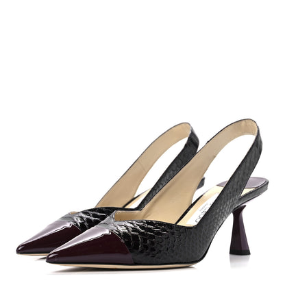Jimmy Choo Patent Gel Snake Print Liya 65 Pumps 38 Merlot 3 of 9