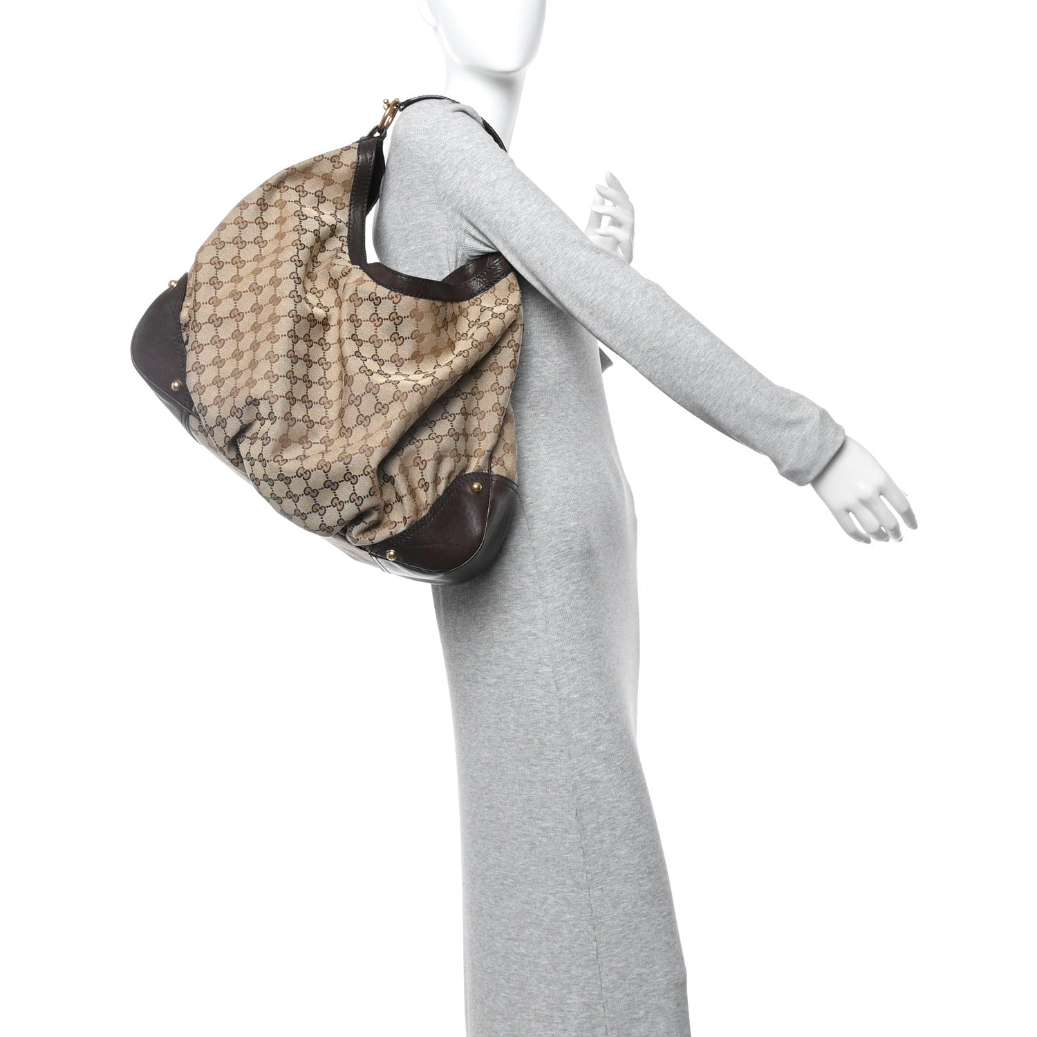 Gucci Monogram Large Jockey Hobo Dark Brown 2 of 13