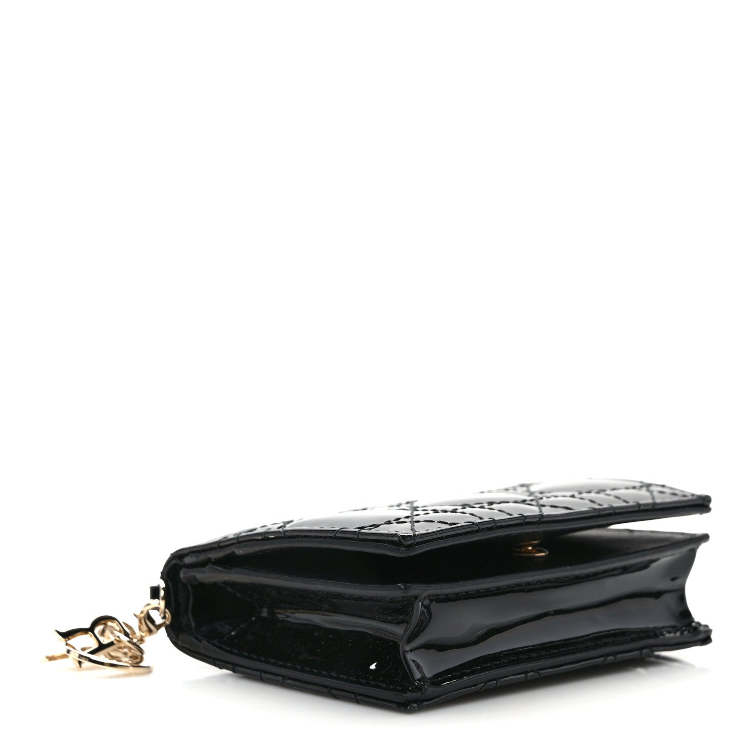 Christian Dior Patent Cannage Mini Lady Dior Gardenia Wallet Black 4 of 9
