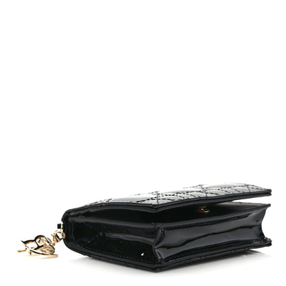 Christian Dior Patent Cannage Mini Lady Dior Gardenia Wallet Black 4 of 9
