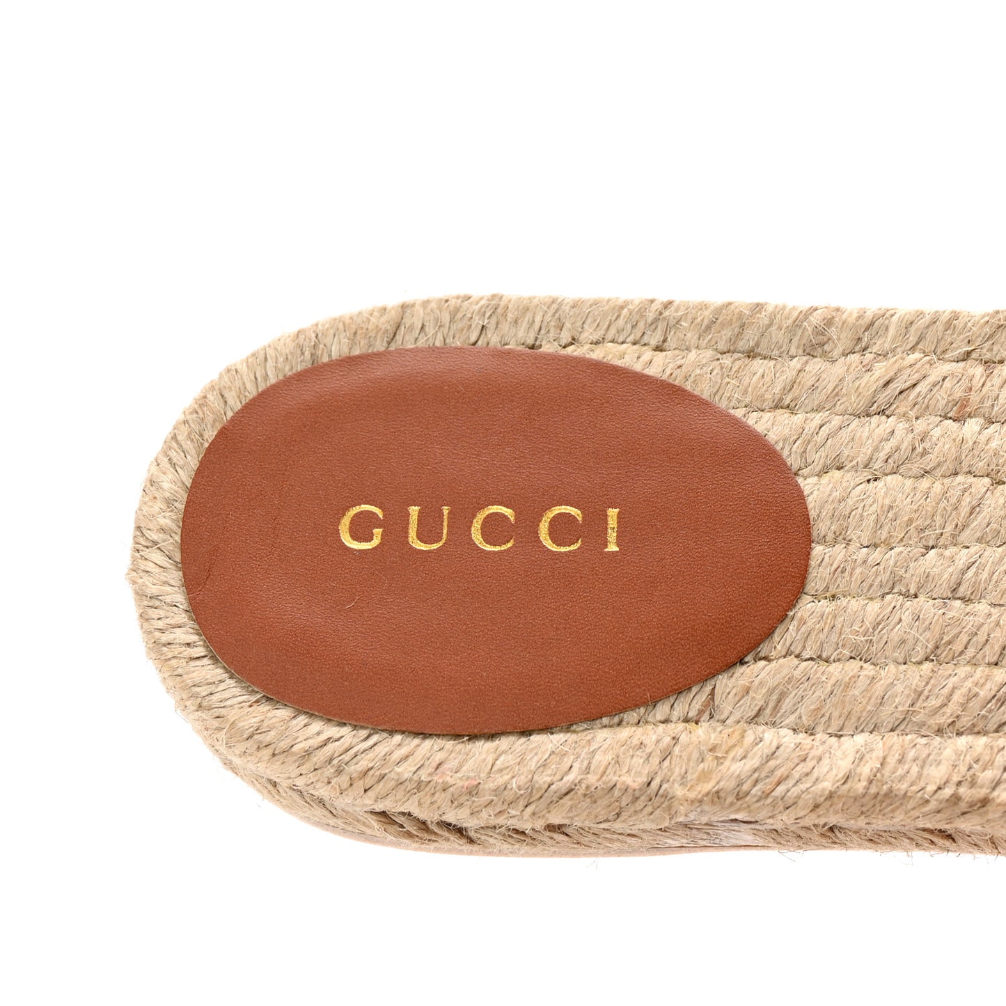 Raffia Interlocking G Flat Slide Espadrille Sandals 38.5 Natural Harness Brown
