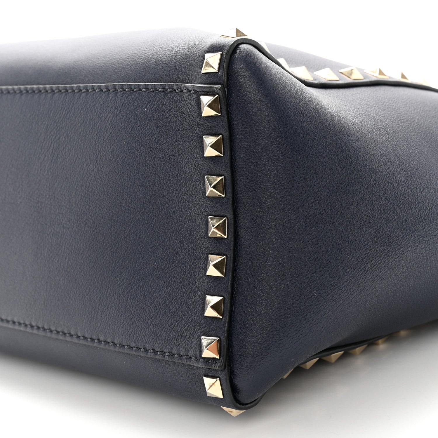 Valentino Garavani Vitello Rockstud Double Handle Tote Marine 10 of 14