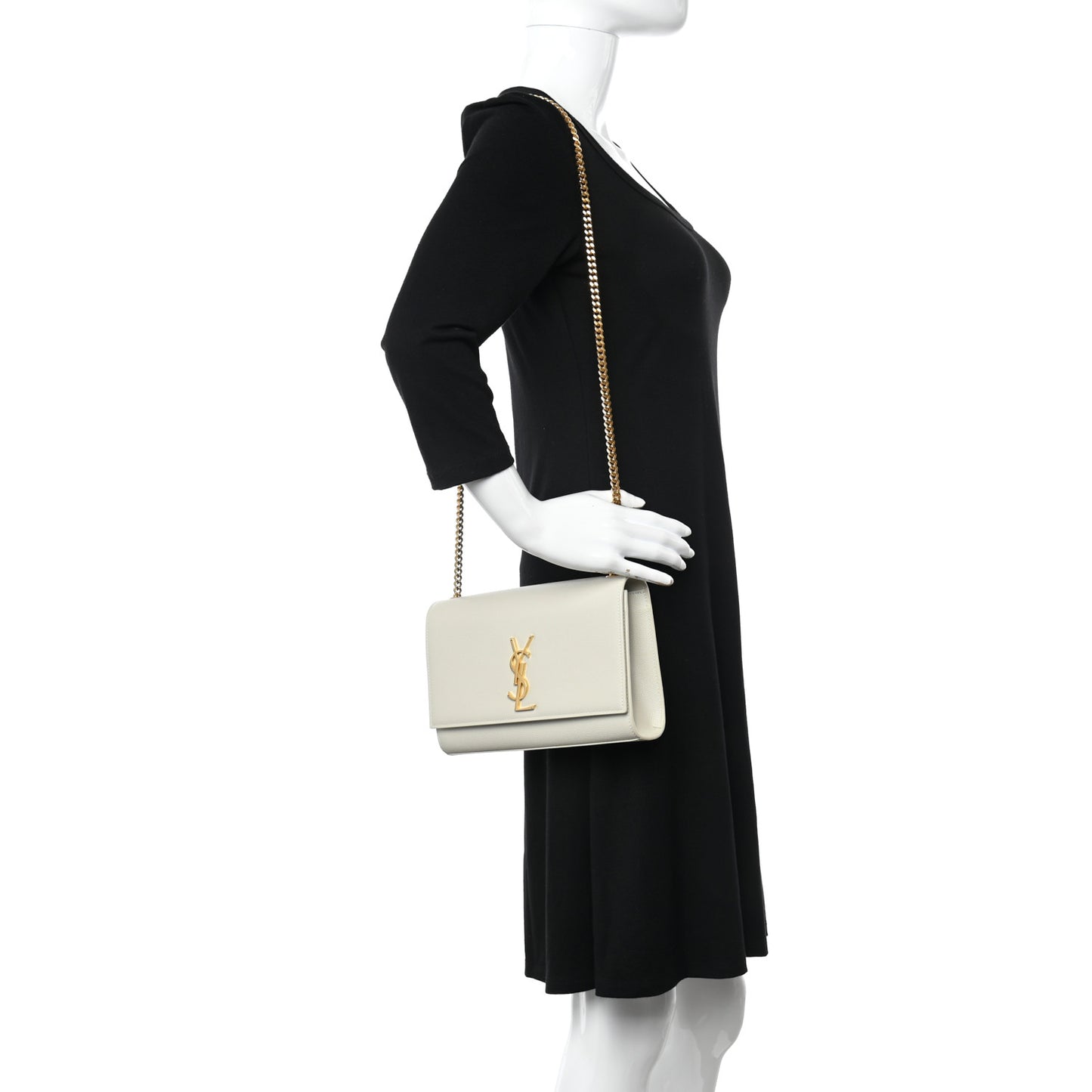Grain De Poudre Medium Classic Monogram Kate Satchel Crema Soft