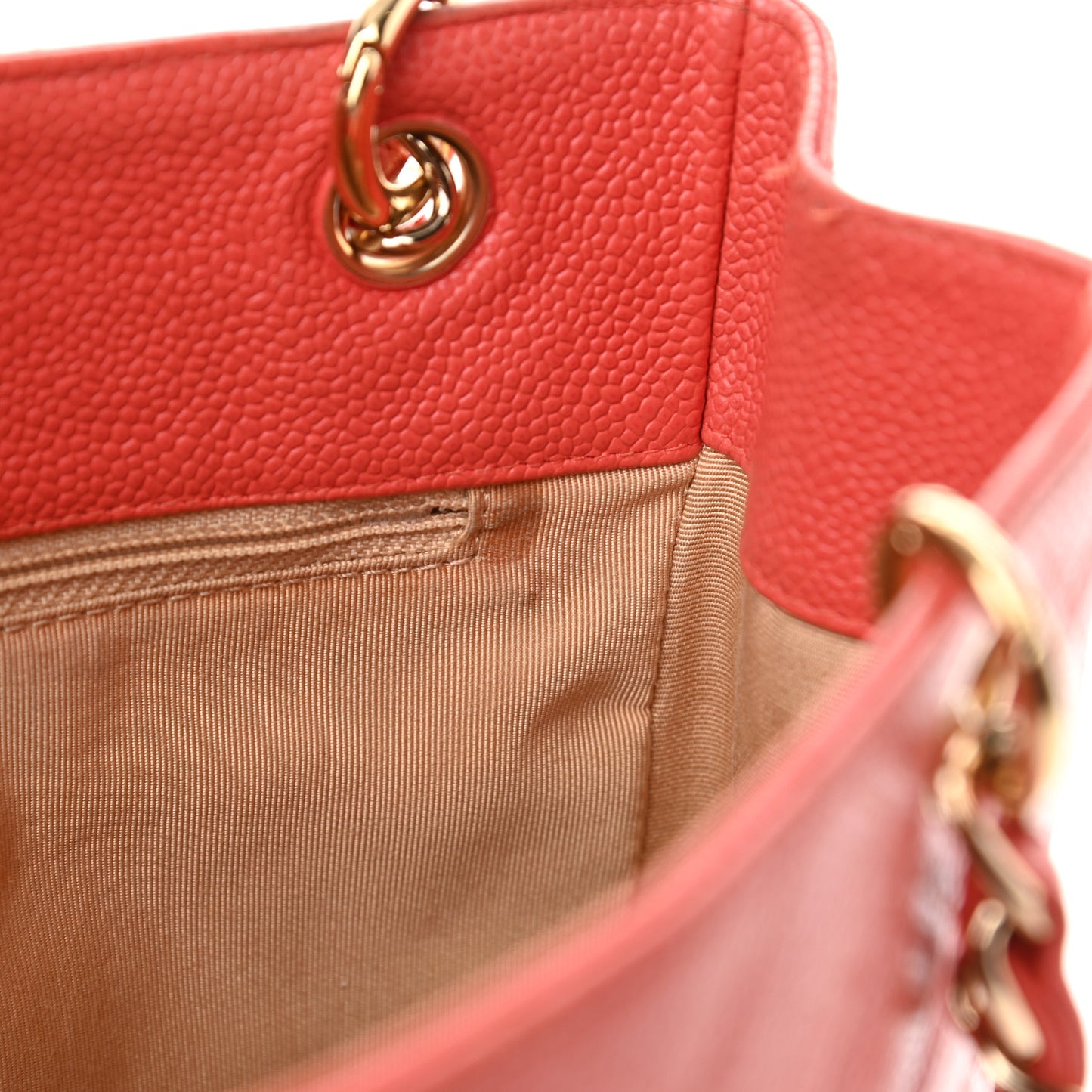 Caviar Quilted Petit Shopping Tote PST Orange