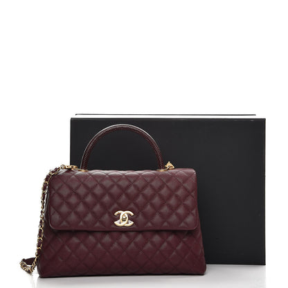 Chanel Caviar Lizard Quilted Medium Coco Handle Flap Burgundy 9 of 9