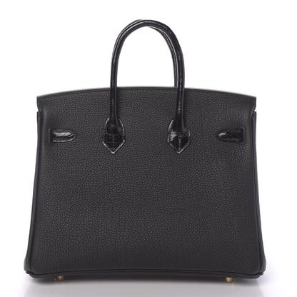 Hermes Togo Shiny Niloticus Crocodile Birkin Touch 25 Black 4 of 38