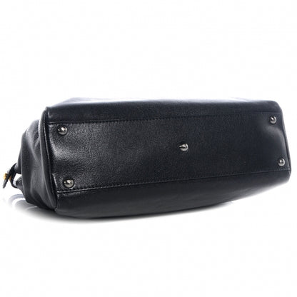 Fendi Goatskin Zucca Medium Peekaboo Iconic Satchel Black Tobacco 4 of 8