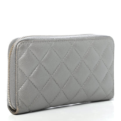Chanel Metallic Caviar Quilted Medium Maxi CC Zip Around Wallet Grey 2 of 4