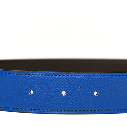 Hermes Epsom 32mm Belt Strap 90 Bleu Electrique Chocolate 4 of 5