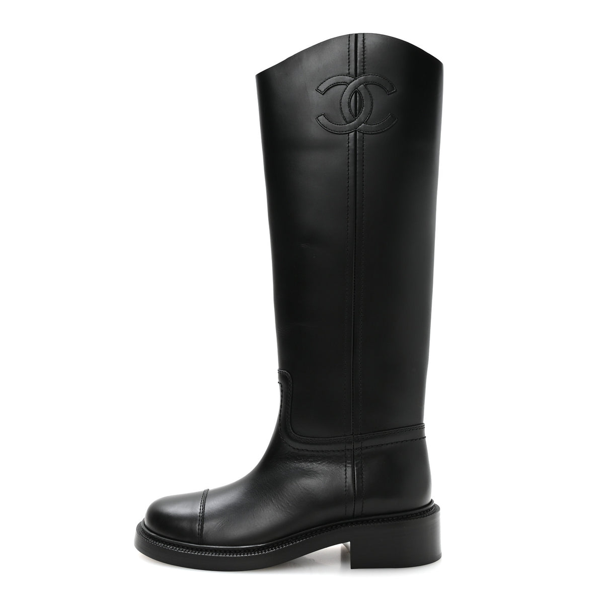 Calfskin Cap Toe CC Riding Boots 39.5 Black