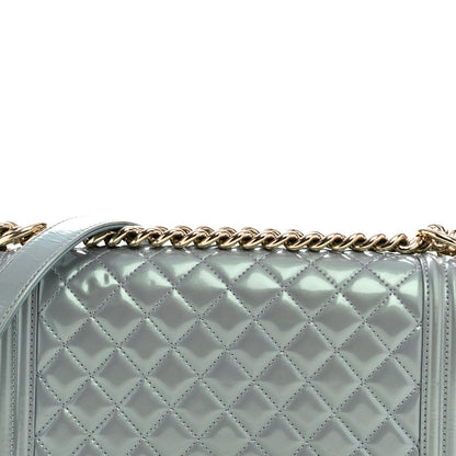 Chanel Iridescent Patent Calfskin Quilted Medium Boy Flap Light Blue 8 of 14