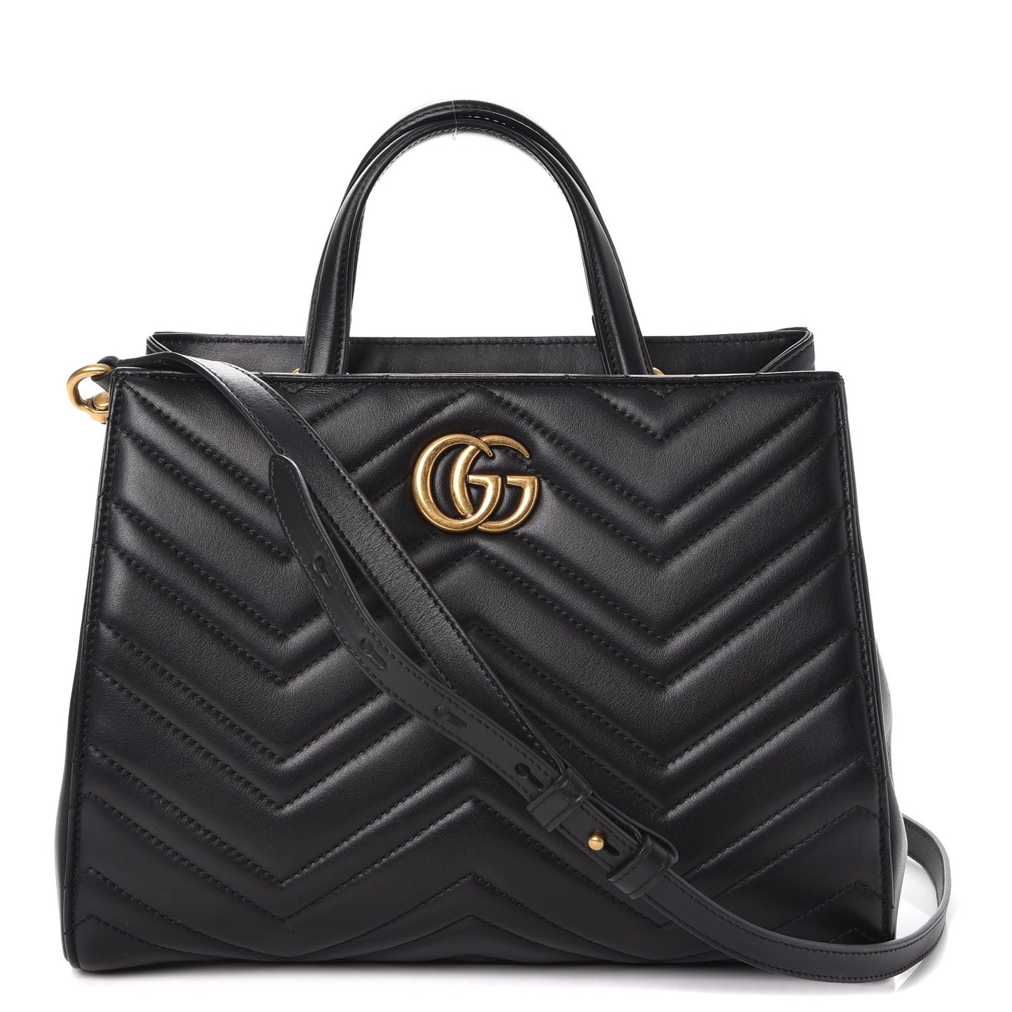 Calfskin Matelasse Small GG Marmont Tote Black