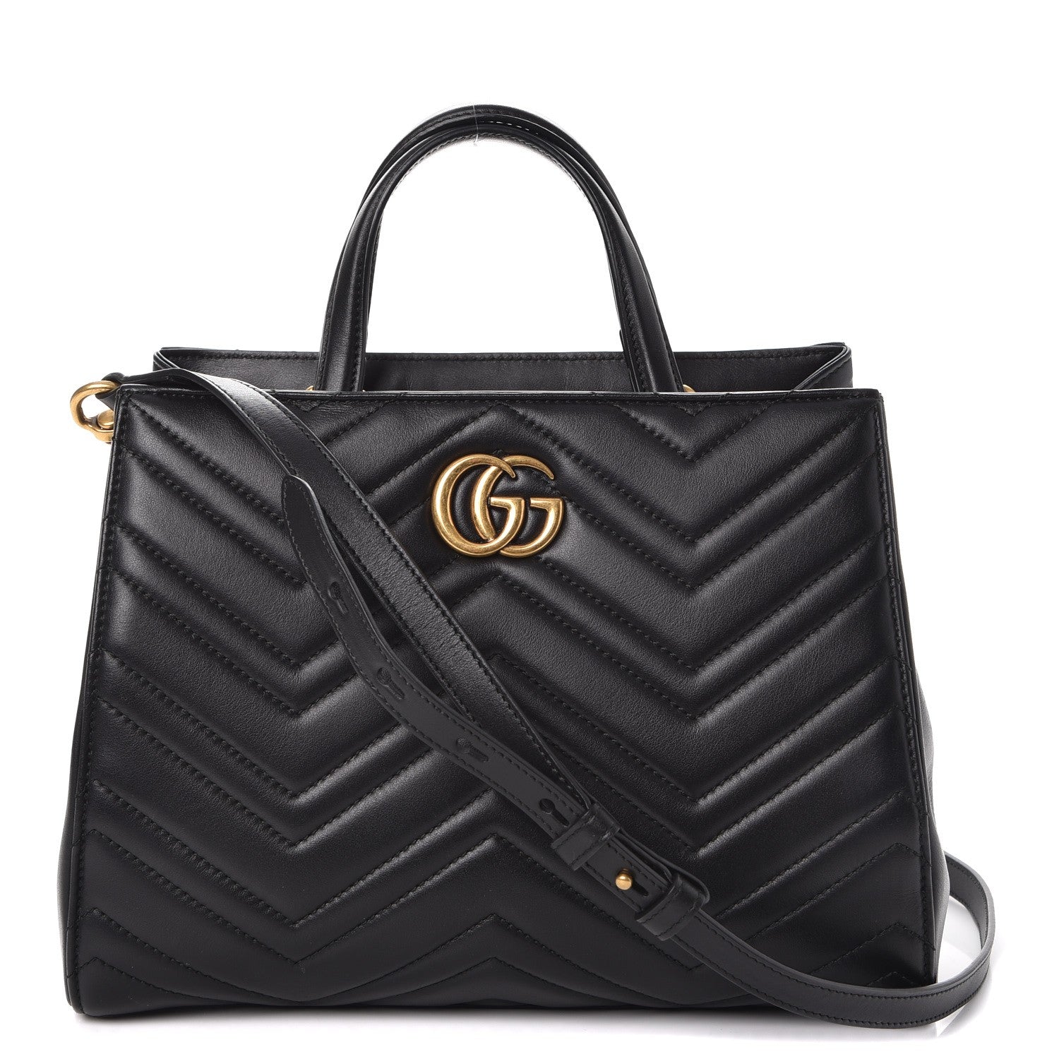 Gucci Calfskin Matelasse Small GG Marmont Tote Black 1 of 7