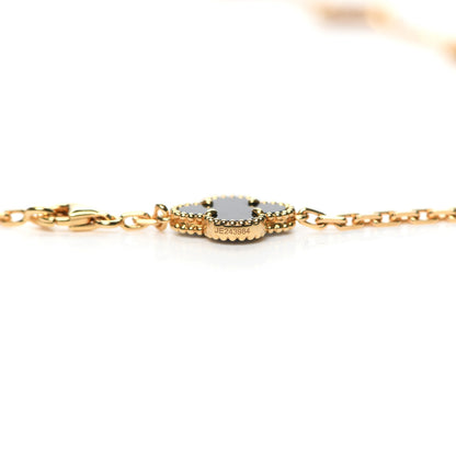 Van Cleef & Arpels 18K Yellow Gold Black Onyx 20 Motifs Vintage Alhambra Necklace 5 of 8