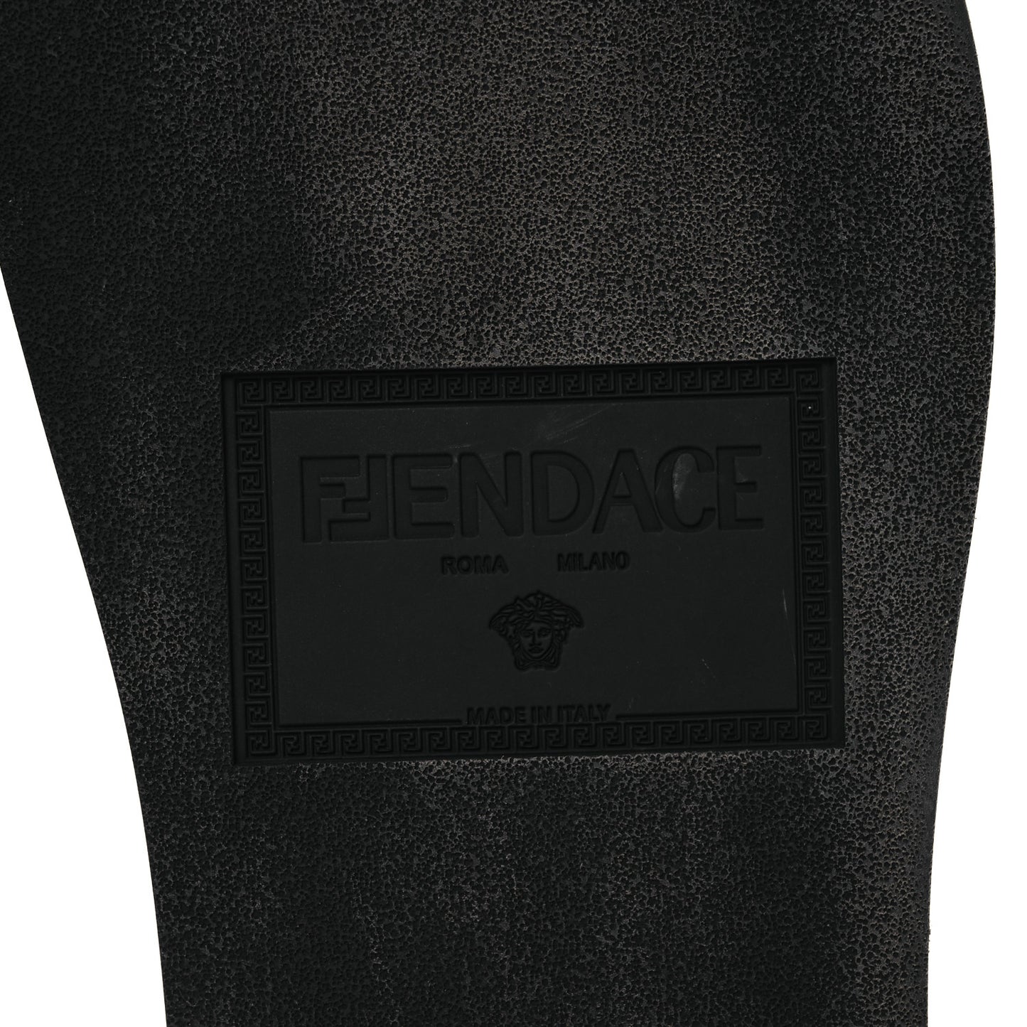X VERSACE Rubber Logo Slide Sandals 38 Black