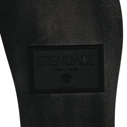 Fendi X VERSACE Rubber Logo Slide Sandals 38 Black 7 of 15