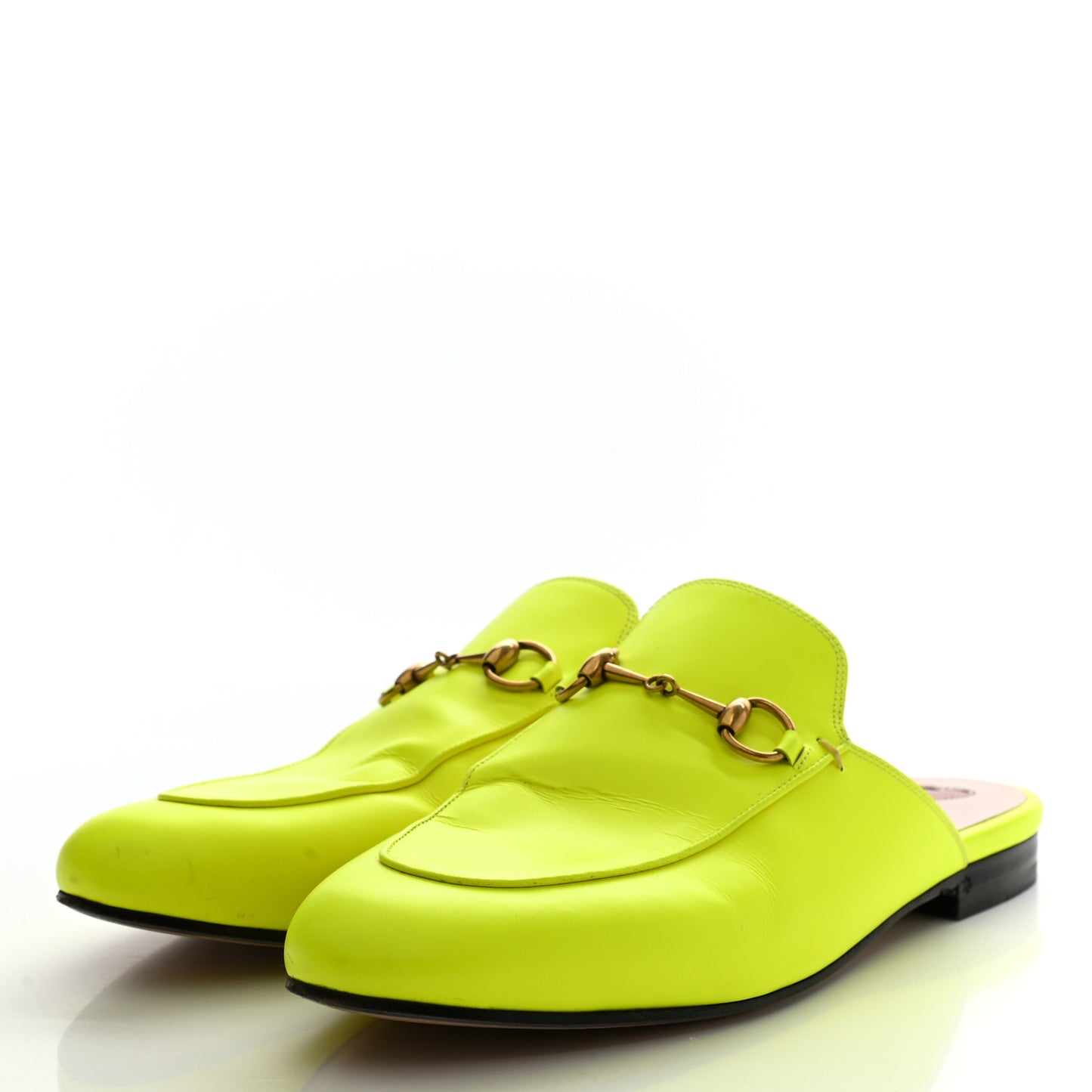 Calfskin Womens Princetown Slippers 39 Yellow Fluo