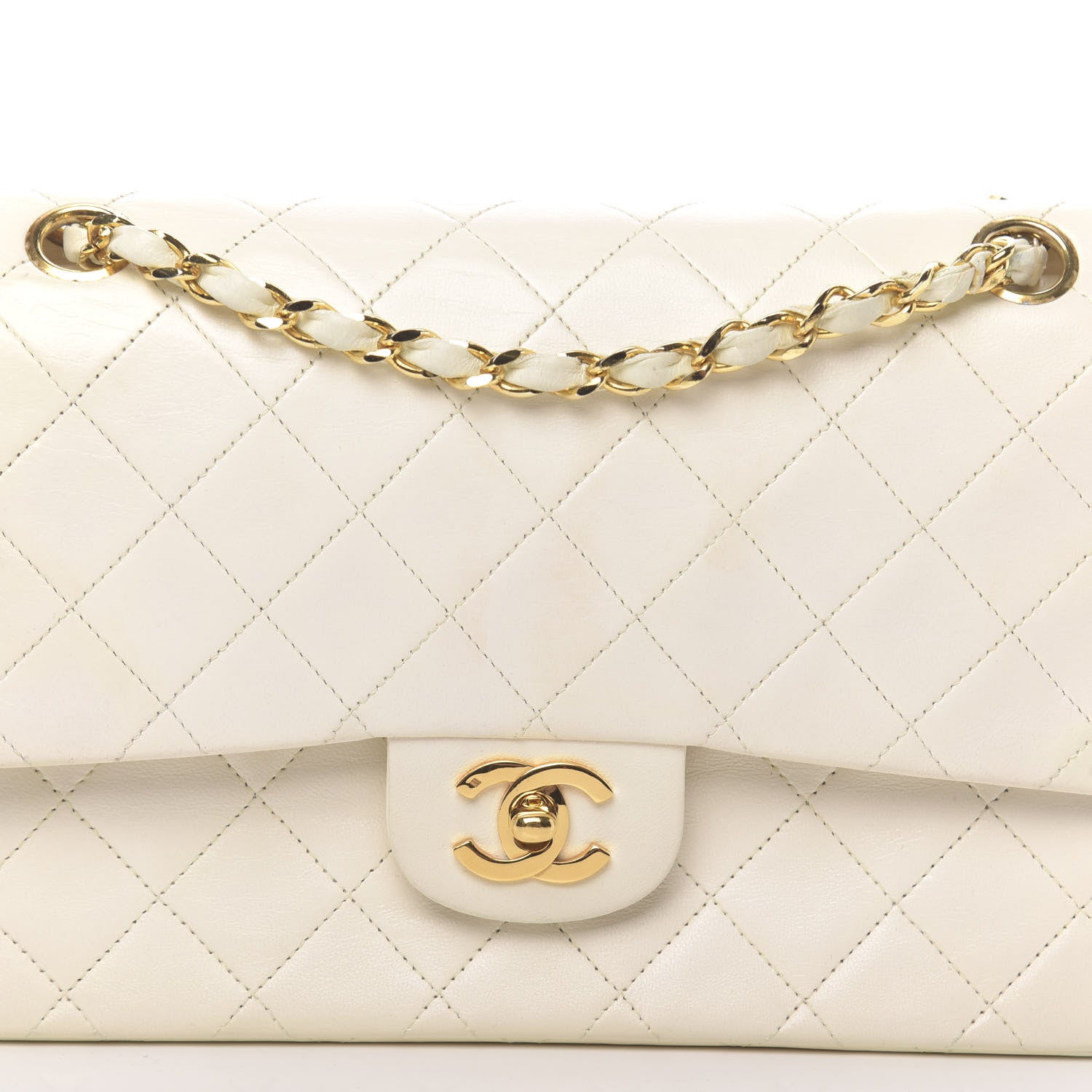 Chanel Lambskin Quilted Medium Double Flap White 11 of 13