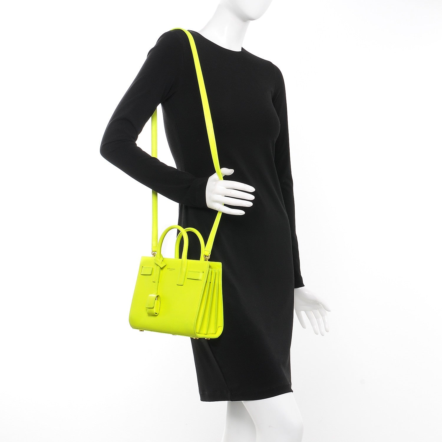 Saint Laurent Calfskin Nano Sac De Jour Neon Yellow 2 of 9
