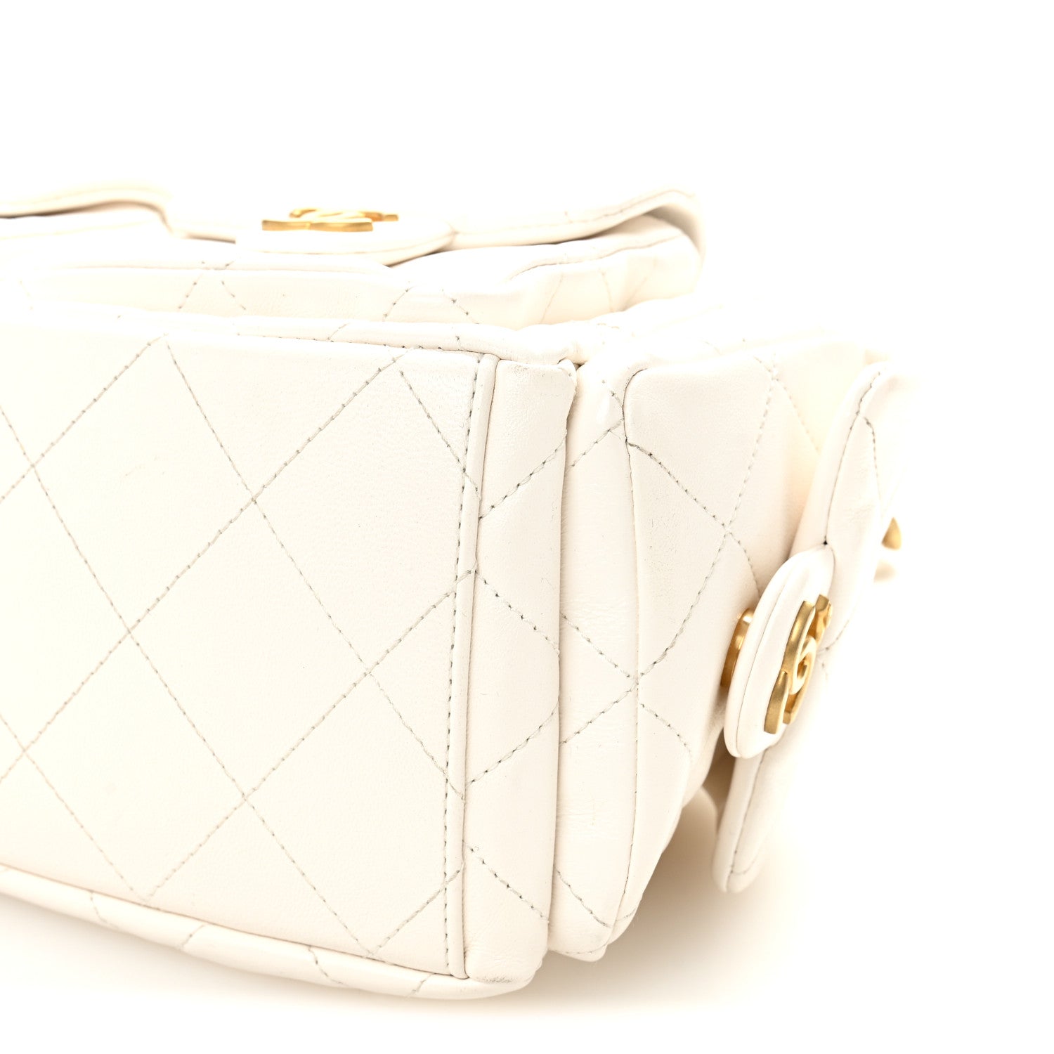 Chanel Shiny Lambskin Quilted Trendy Pockets Hobo White 10 of 11