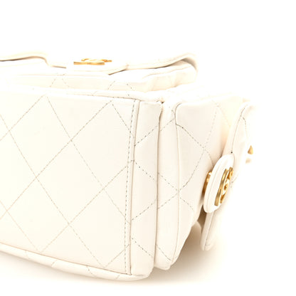 Chanel Shiny Lambskin Quilted Trendy Pockets Hobo White 10 of 11