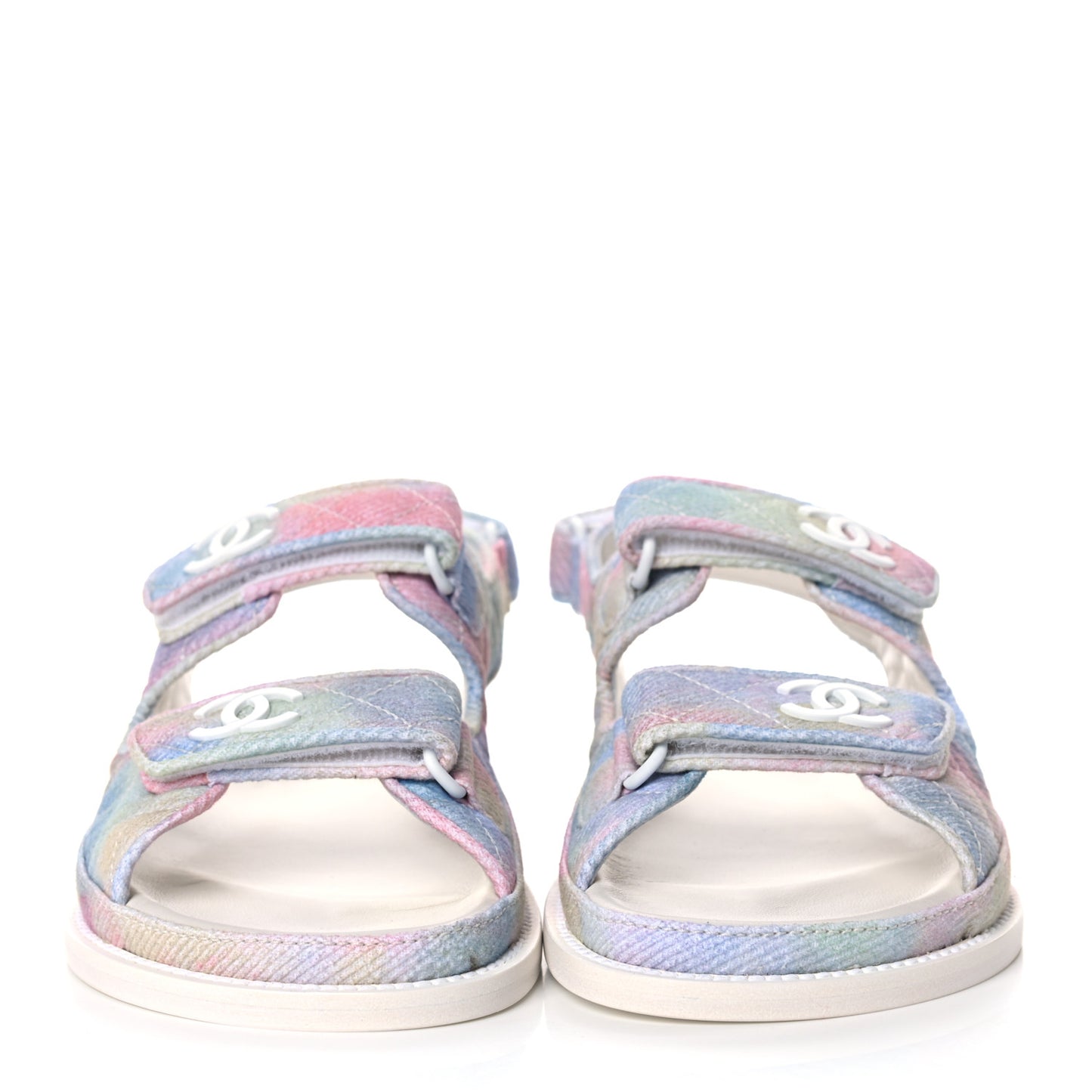 Printed Fabric Quilted Dad Sandals 38 Green Pink Blue