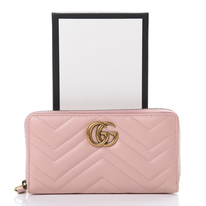 Gucci Calfskin Matelasse GG Marmont Zip Around Organizer Wallet Perfect Pink 7 of 7
