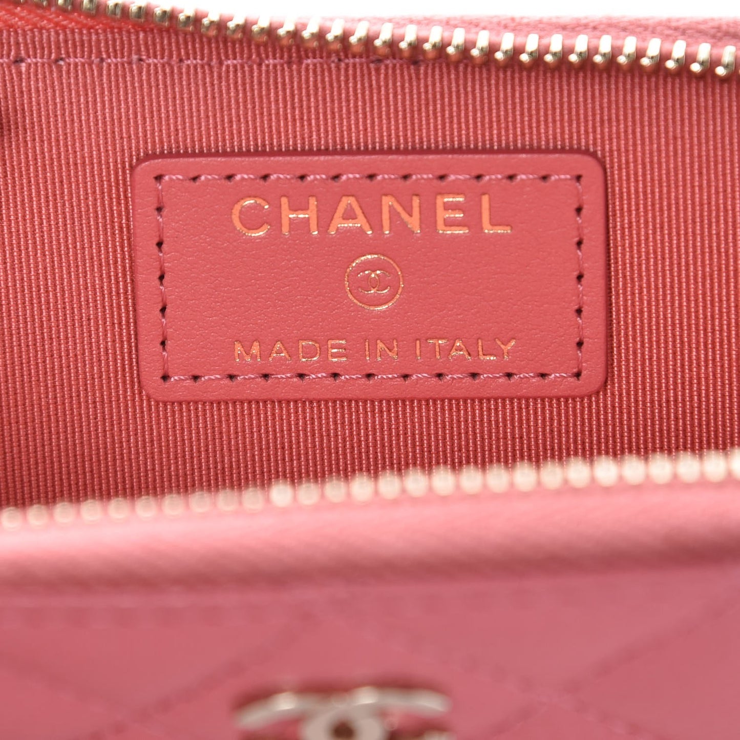 Metallic Caviar Quilted Key Holder Case Pink