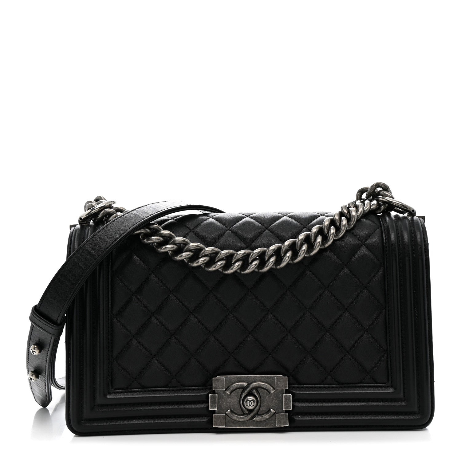 Chanel Lambskin Quilted Medium Boy Flap Black 1 of 13