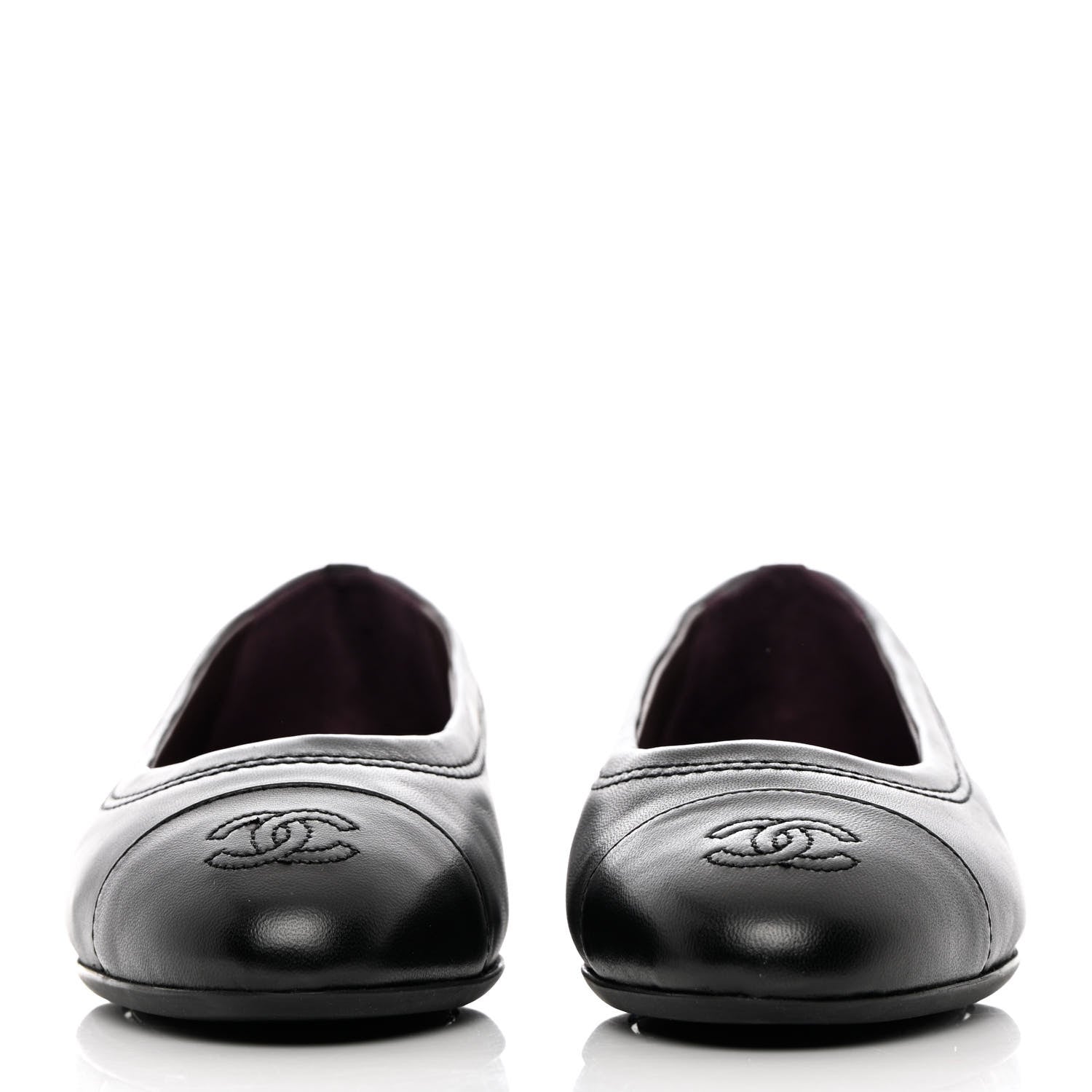 Chanel Calfskin CC Cap Toe Uniform Ballerina Flats 36 Black 2 of 10