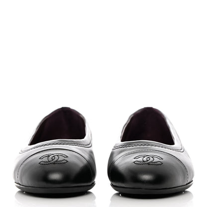 Chanel Calfskin CC Cap Toe Uniform Ballerina Flats 36 Black 2 of 10