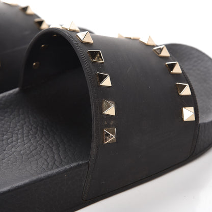 Valentino Garavani Rubber Rockstud Slide Sandals 39 Black 8 of 12