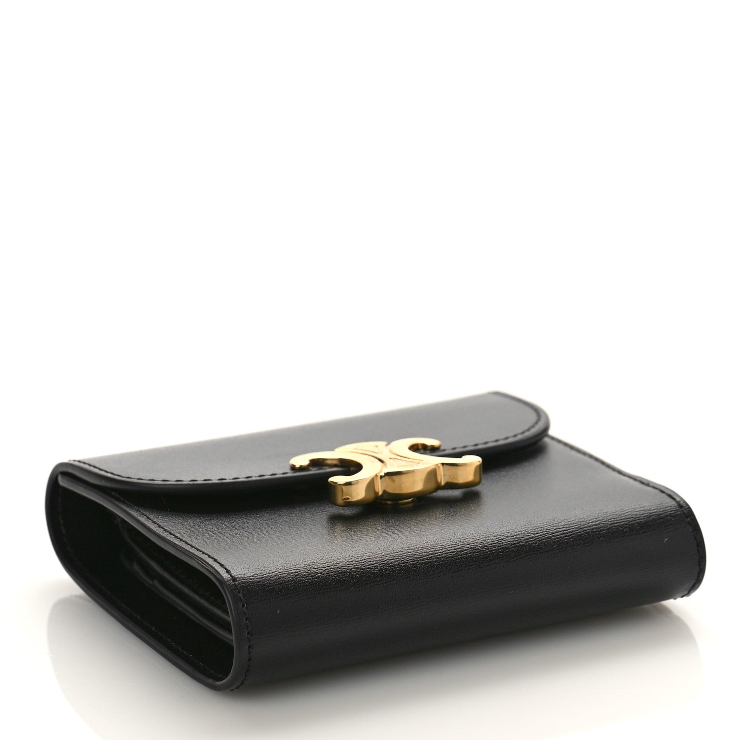 Celine Shiny Calfskin Small Triomphe Wallet Black 4 of 8
