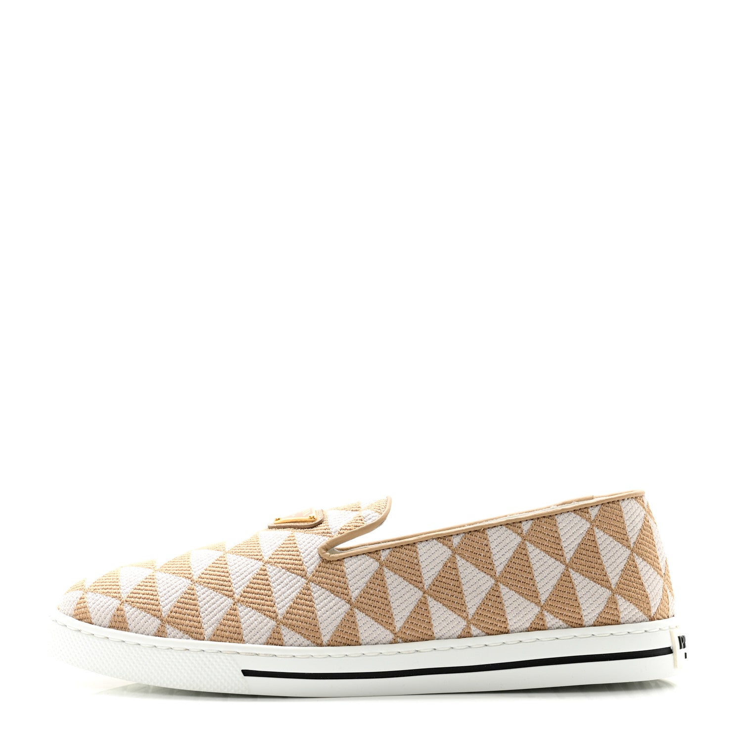 Prada Jacquard Trianglolo Symbole Embroidered Metal Triangle Logo Slip On Sneakers 37 Corda Talco 1 of 7